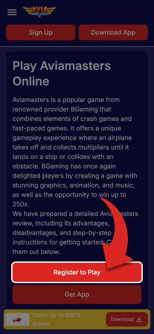 Choose a suitable casino for betting on the Aviamasters game.